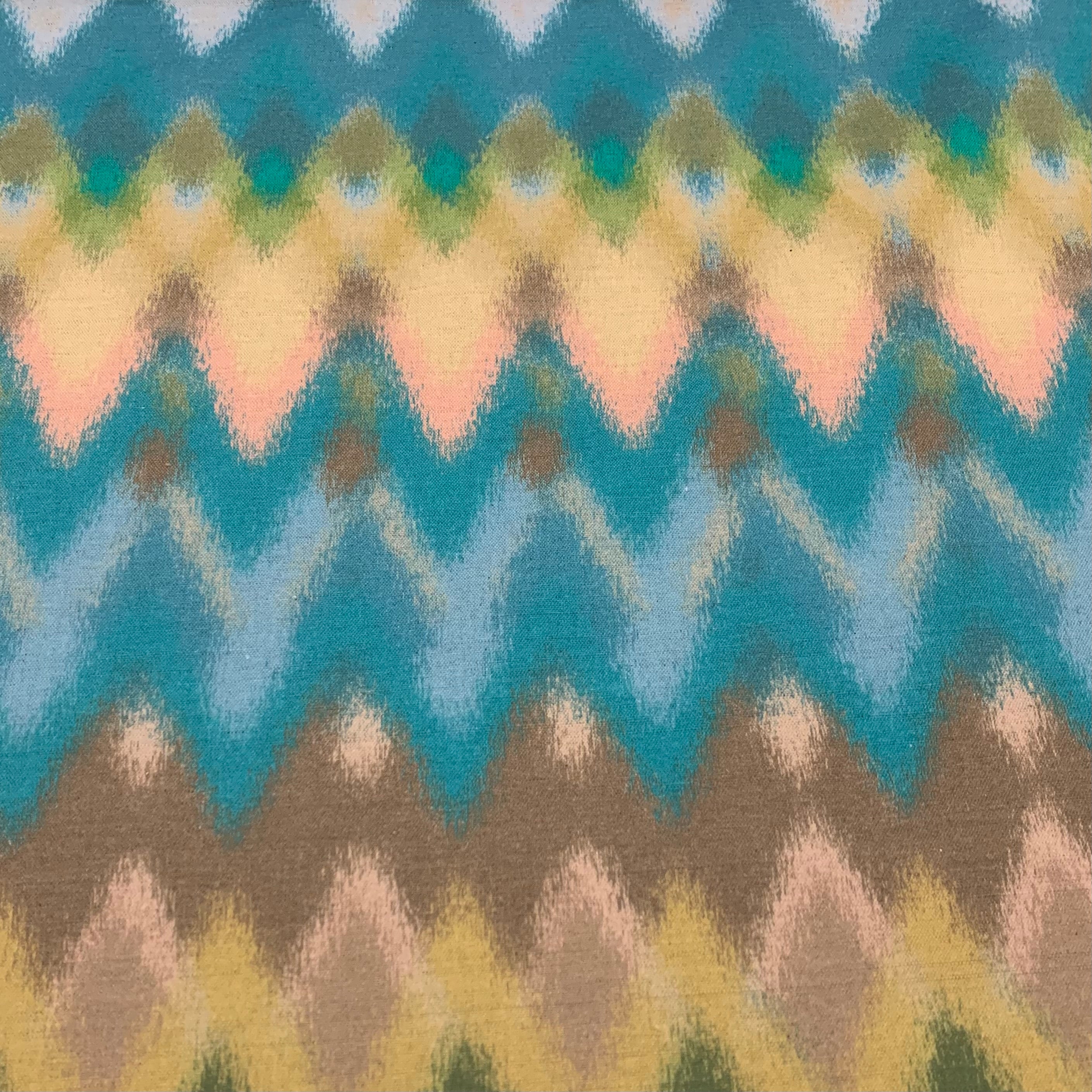 Heavy Weight Watercolor Chevron Linen Print Fabric