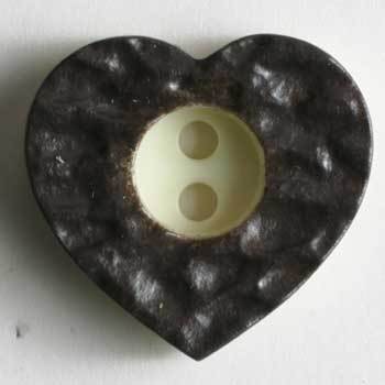 Brown Heart Polyamide Button