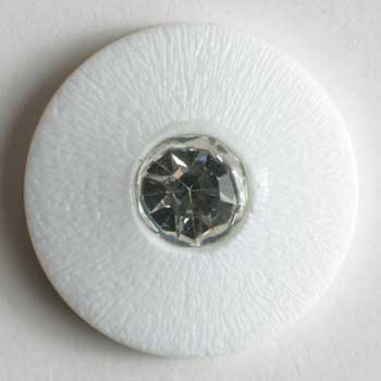 White Polyamide Button With Rhinestone