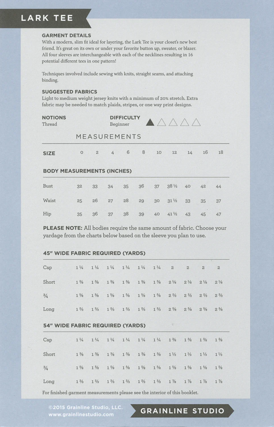 Lark Tee Pattern - sizes 0-18 - Image 2