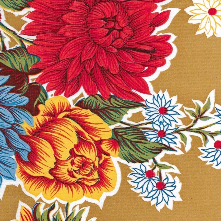 Mums Oilcloth - Tan