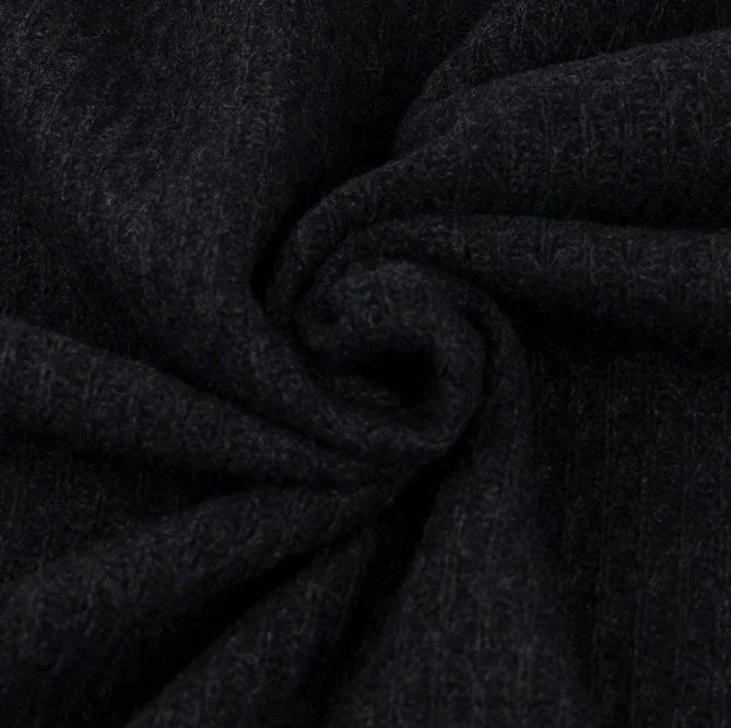 Texture Weave Wool Coating Fabric - Charcoal